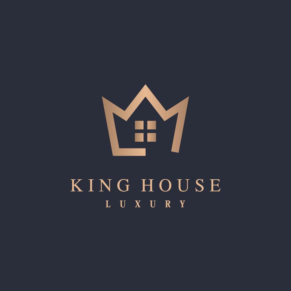 King Queen Crown House Real Estate Building Apartment Premium Elegant Luxury Gold logo design vector