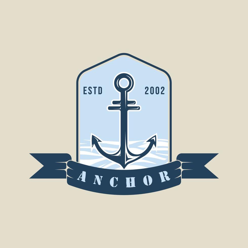 anchor nautical emblem logo vector vintage illustration template icon graphic design. marine navy sign or symbol for travel business or transportation or military concept with retro badge typography