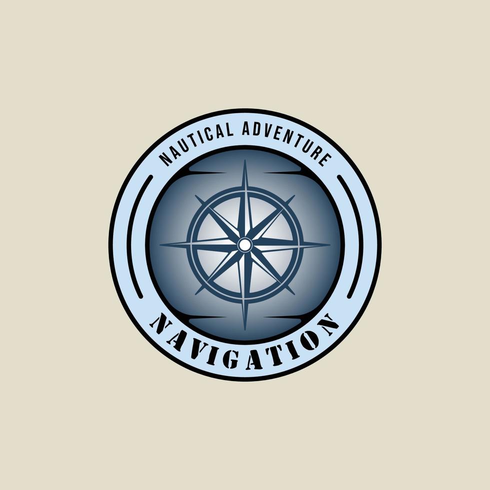 compass emblem logo vector vintage illustration template icon graphic design. nautical or marine navy sign or symbol for transportation or travel business or military with badge and typography style