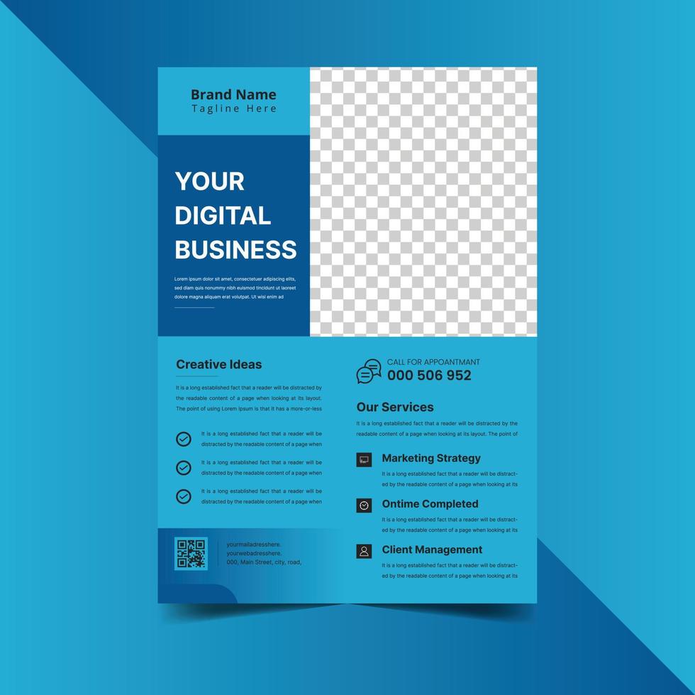 Flyer Brochure Design in A4. Creative Shape, Can Be  Adapt To Brochure, Vector Template, Annual Report, Magazine, Business Presentation, Poster, Minimal Brochure Layout, Flyer, Banner.