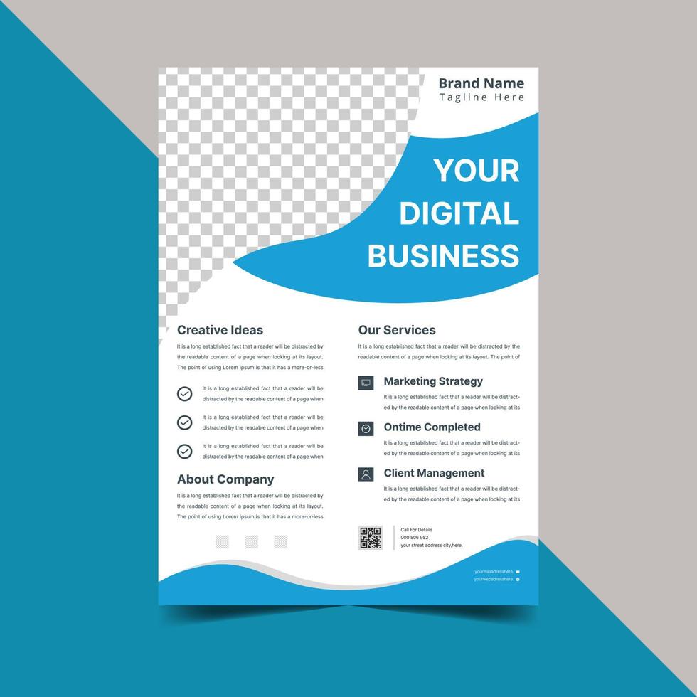 Flier Template. Creative Shape, Can Be  Adapt To Brochure, Vector Template, Annual Report, Magazine, Business Presentation, Poster, Minimal Brochure Layout, Flyer, Banner.