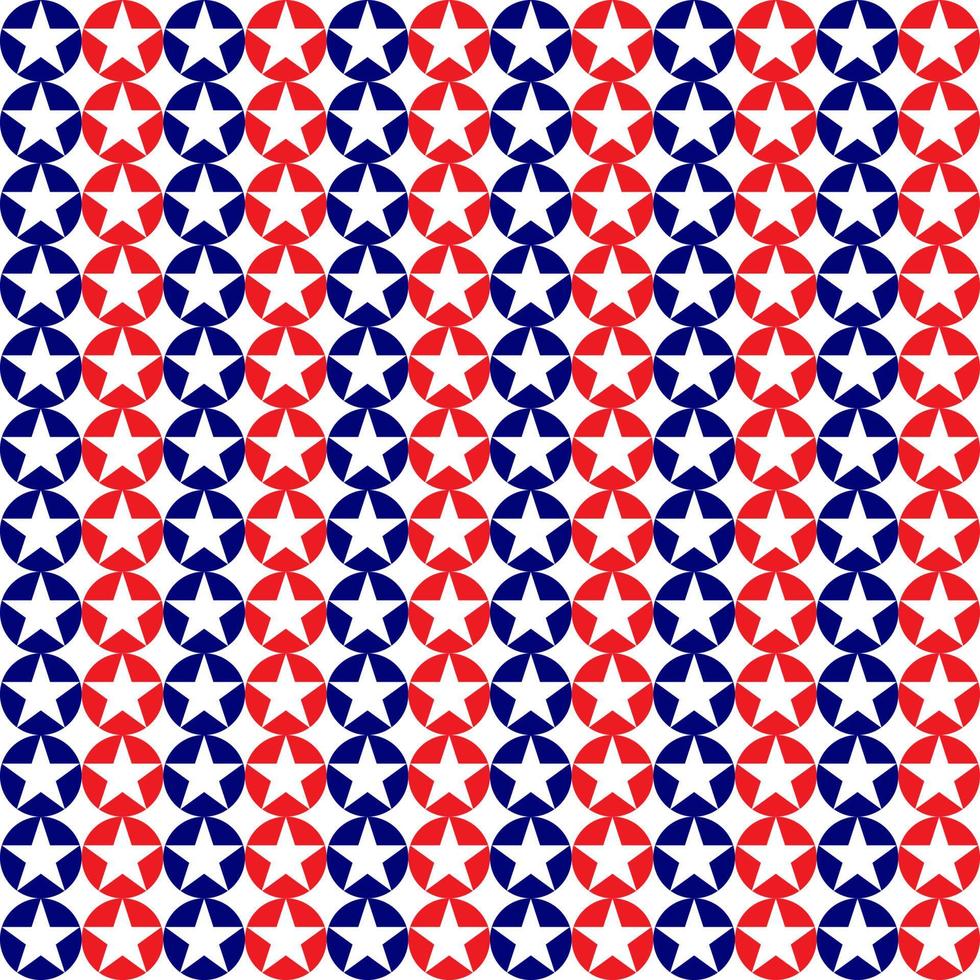 4th of July Stars and Stripes Seamless Pattern, colored as USA Flag. Vector Illustration of Stars America Background for Celebration Holiday American President Day, memorial day
