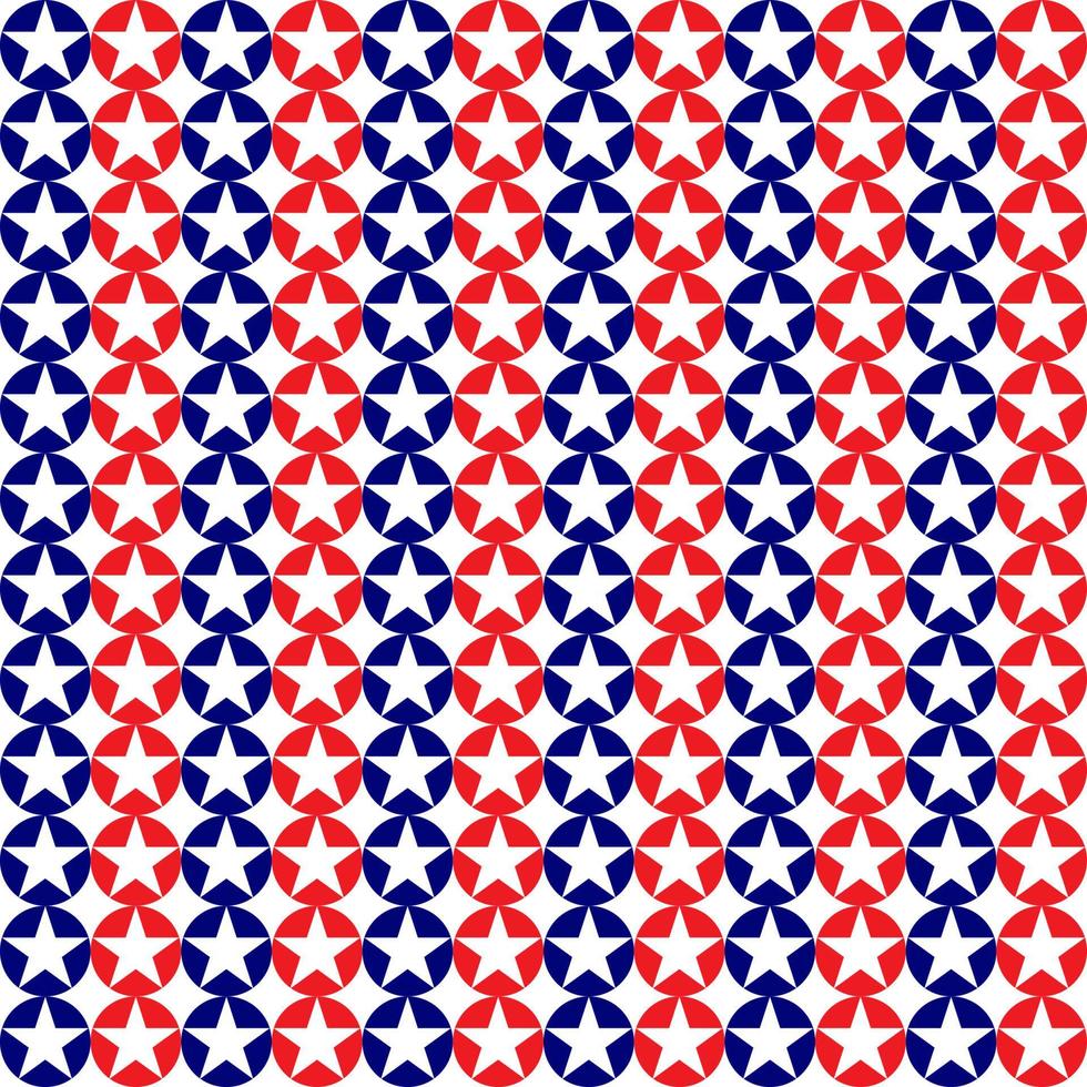 4th of July Stars and Stripes Seamless Pattern, colored as USA Flag. Vector Illustration of Stars America Background for Celebration Holiday American President Day, memorial day