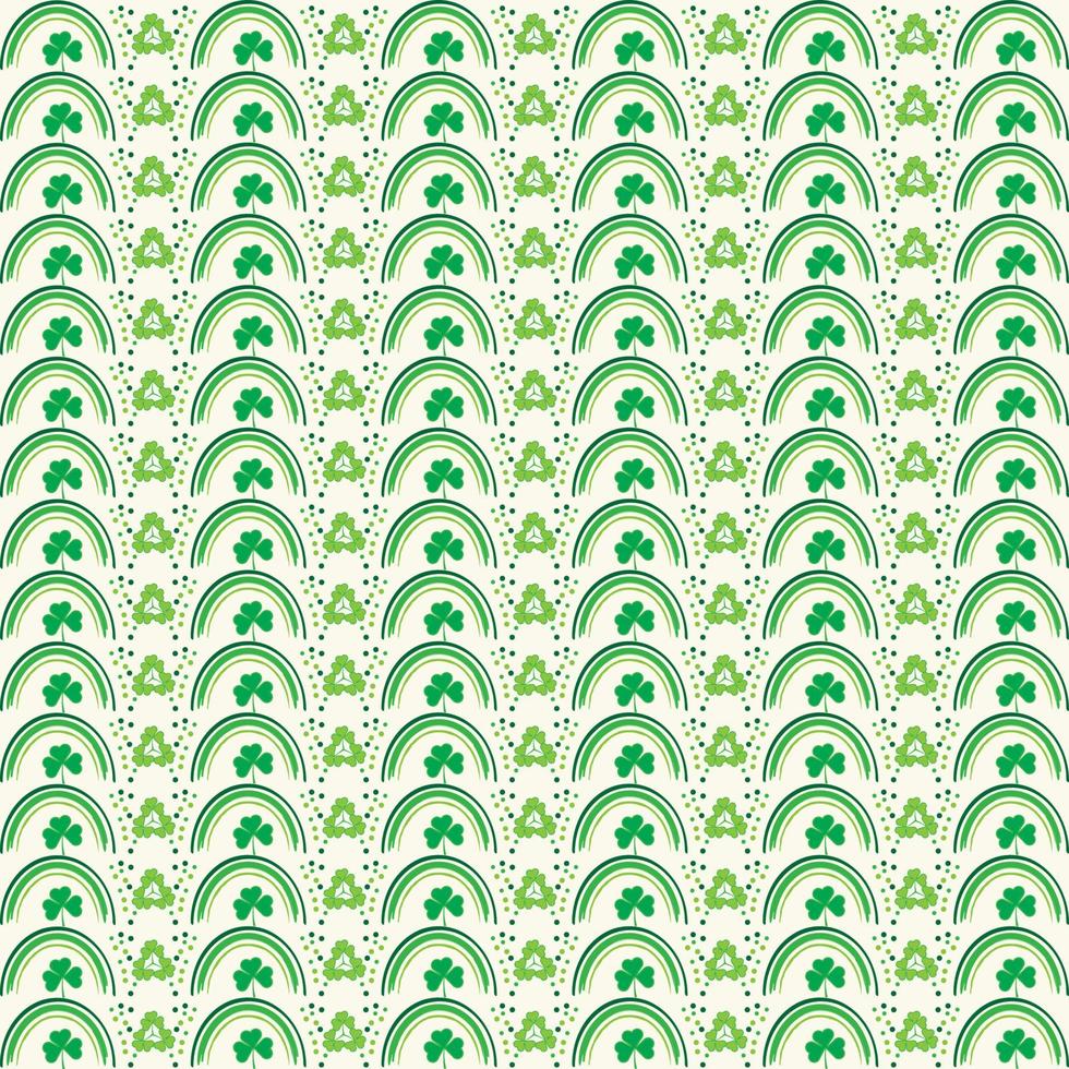 St. Patrick's Day seamless pattern, Seamless clover leaf pattern with rainbow vector