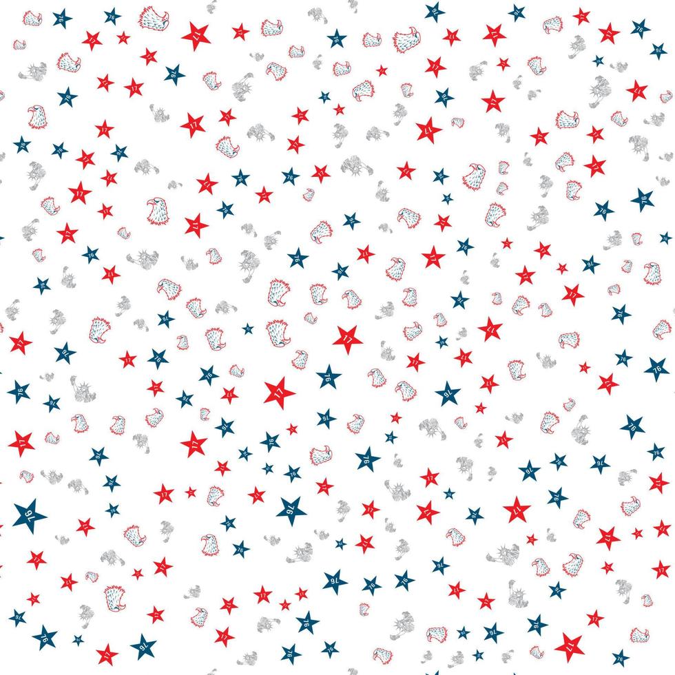 independencia día EE.UU. presidentes día. mano dibujado ilustración. estrellas grunge Estados Unidos antecedentes con elementos de el americano bandera. resumen sin costura modelo diseño para independencia día cuarto de julio. vector