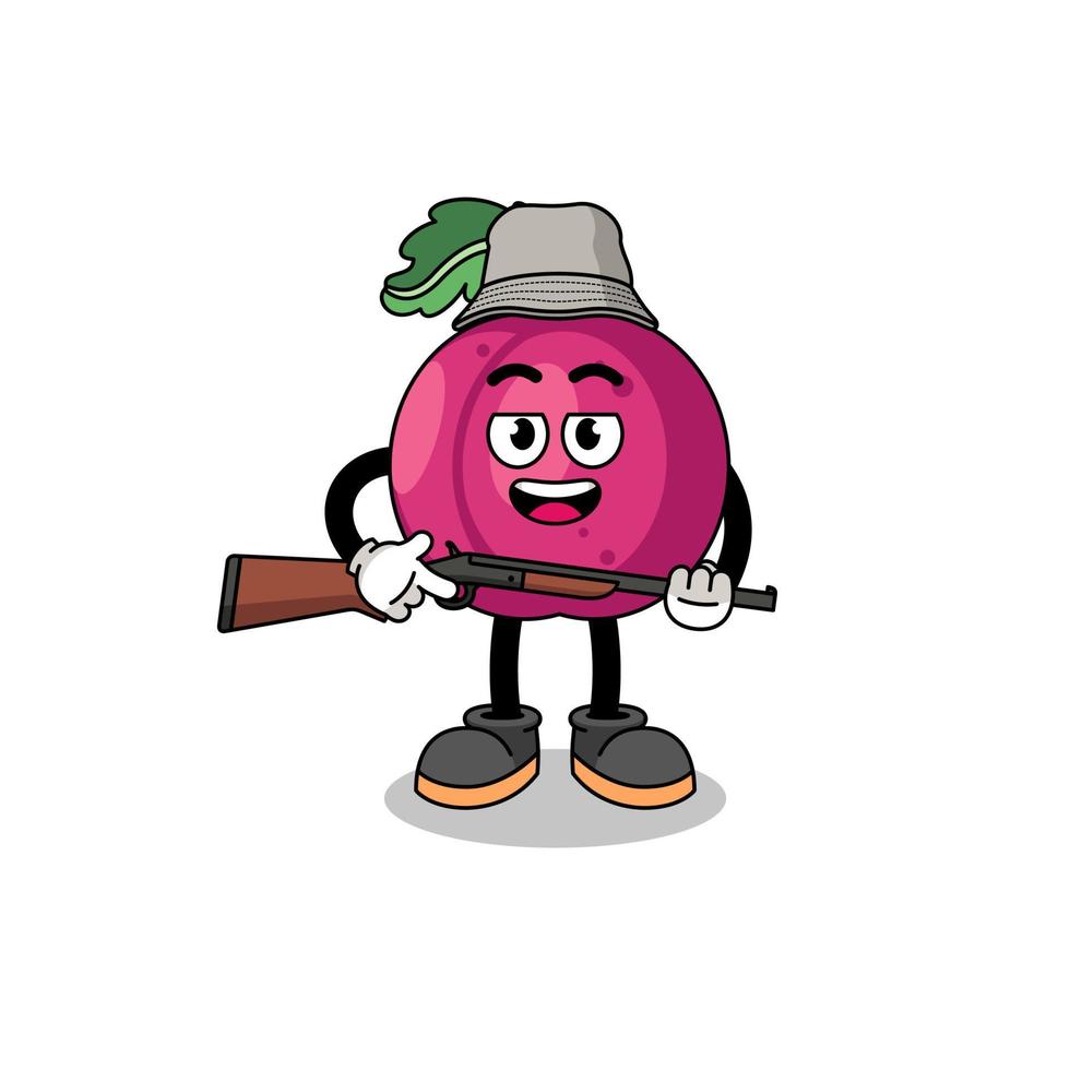 Cartoon Illustration of plum fruit hunter vector