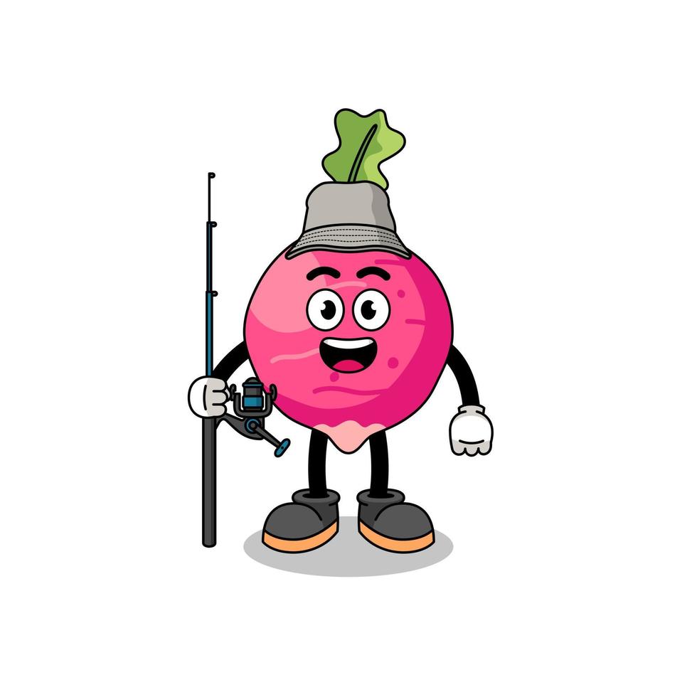 Mascot Illustration of radish fisherman vector