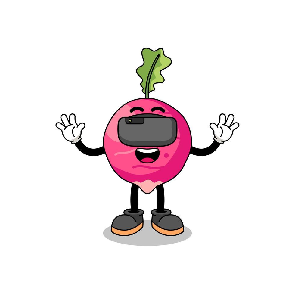 Illustration of radish with a vr headset vector