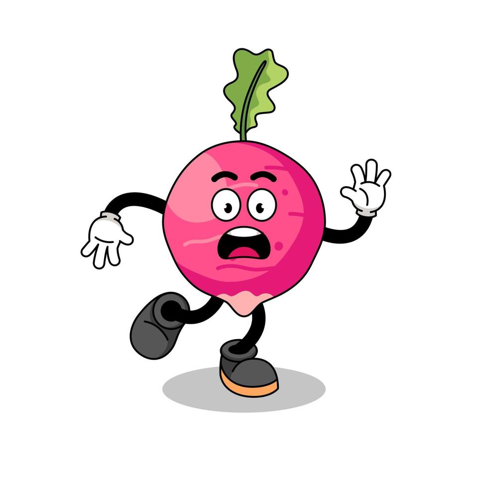 slipping radish mascot illustration vector