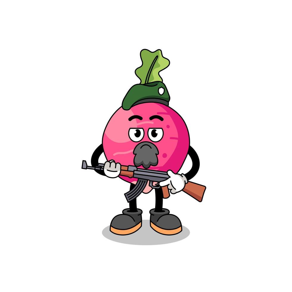 Character cartoon of radish as a special force vector