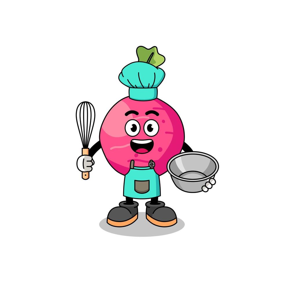 Illustration of radish as a bakery chef vector