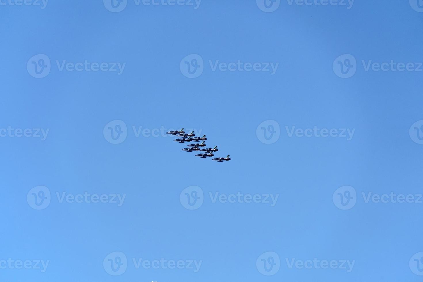 Frecce Tricolori Italy acrobatic flight team over Genoa Lighthouse photo