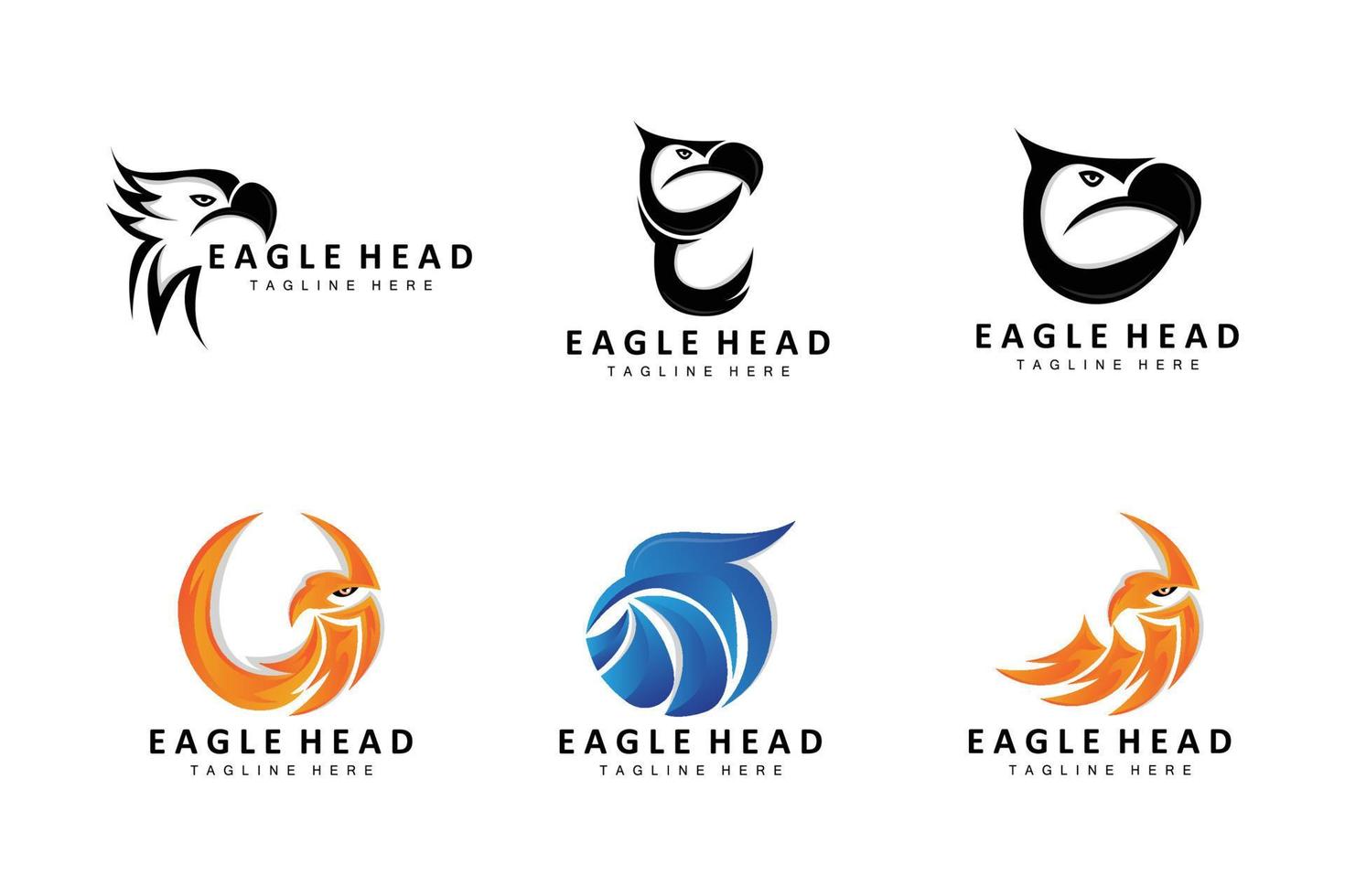 Eagle Head Logo Design, Flying Feather Animal Wings Vector, Product Brand Icon Illustration vector