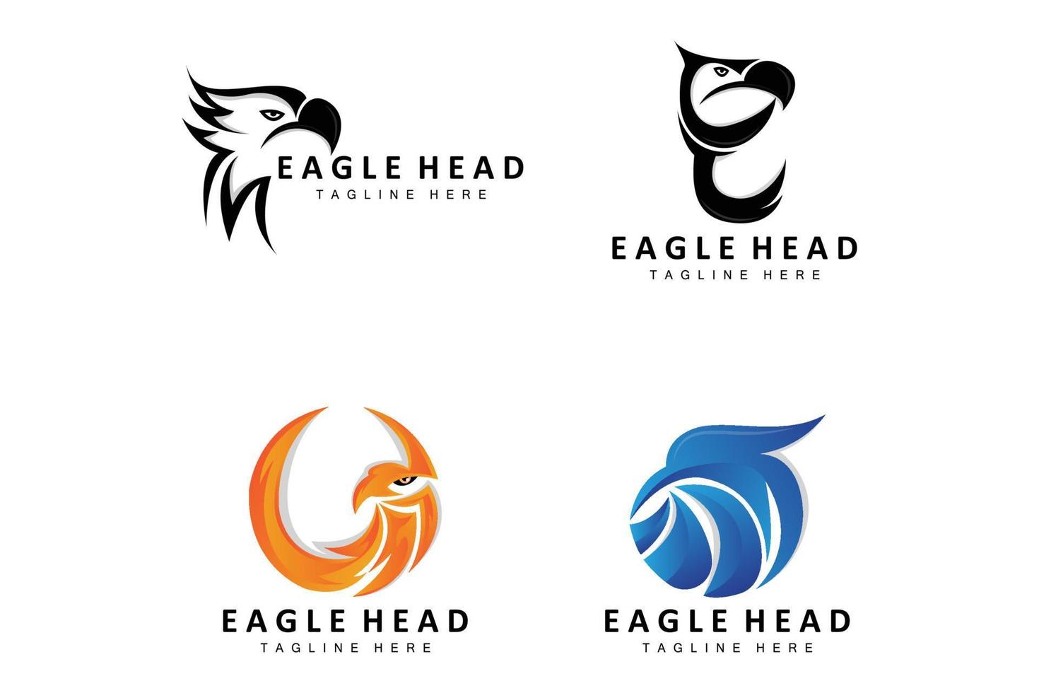 Eagle Head Logo Design, Flying Feather Animal Wings Vector, Product Brand Icon Illustration vector