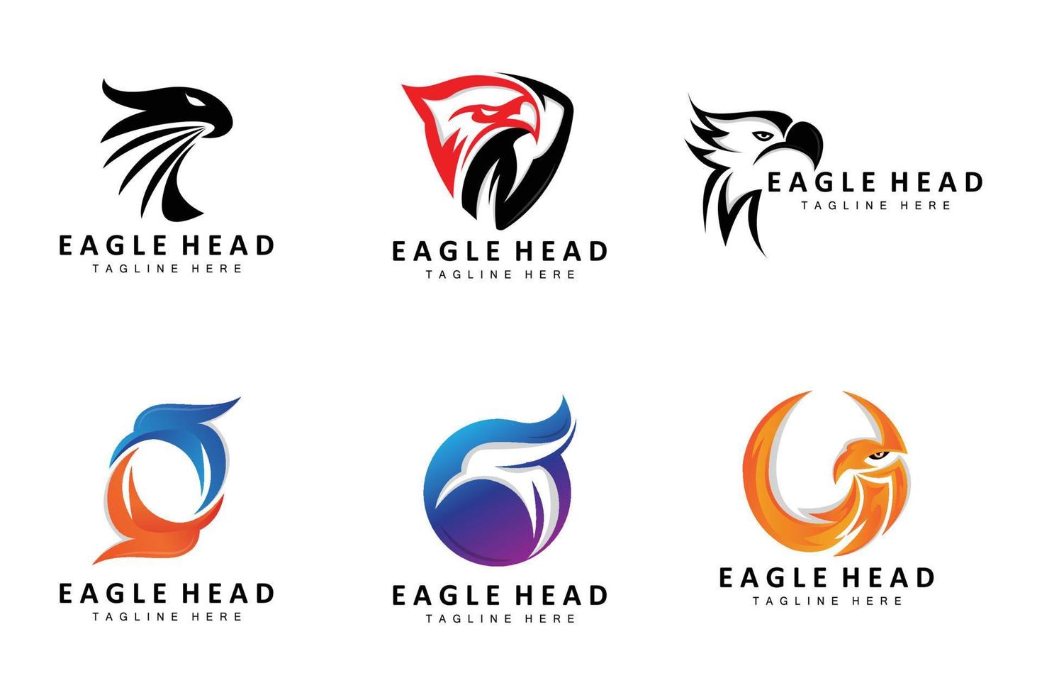 Eagle Head Logo Design, Flying Feather Animal Wings Vector, Product Brand Icon Illustration vector