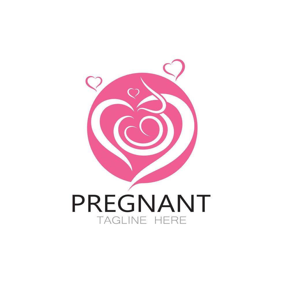 embarazada mujer logo diseño ilustración icono modelo vector , resumen minimalista simple, para parto, maternidad clínica, embarazada moda, embarazada fotos con moderno conceptos