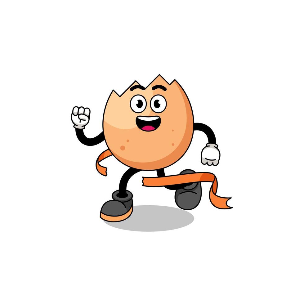 mascota dibujos animados de agrietado huevo corriendo en terminar línea vector