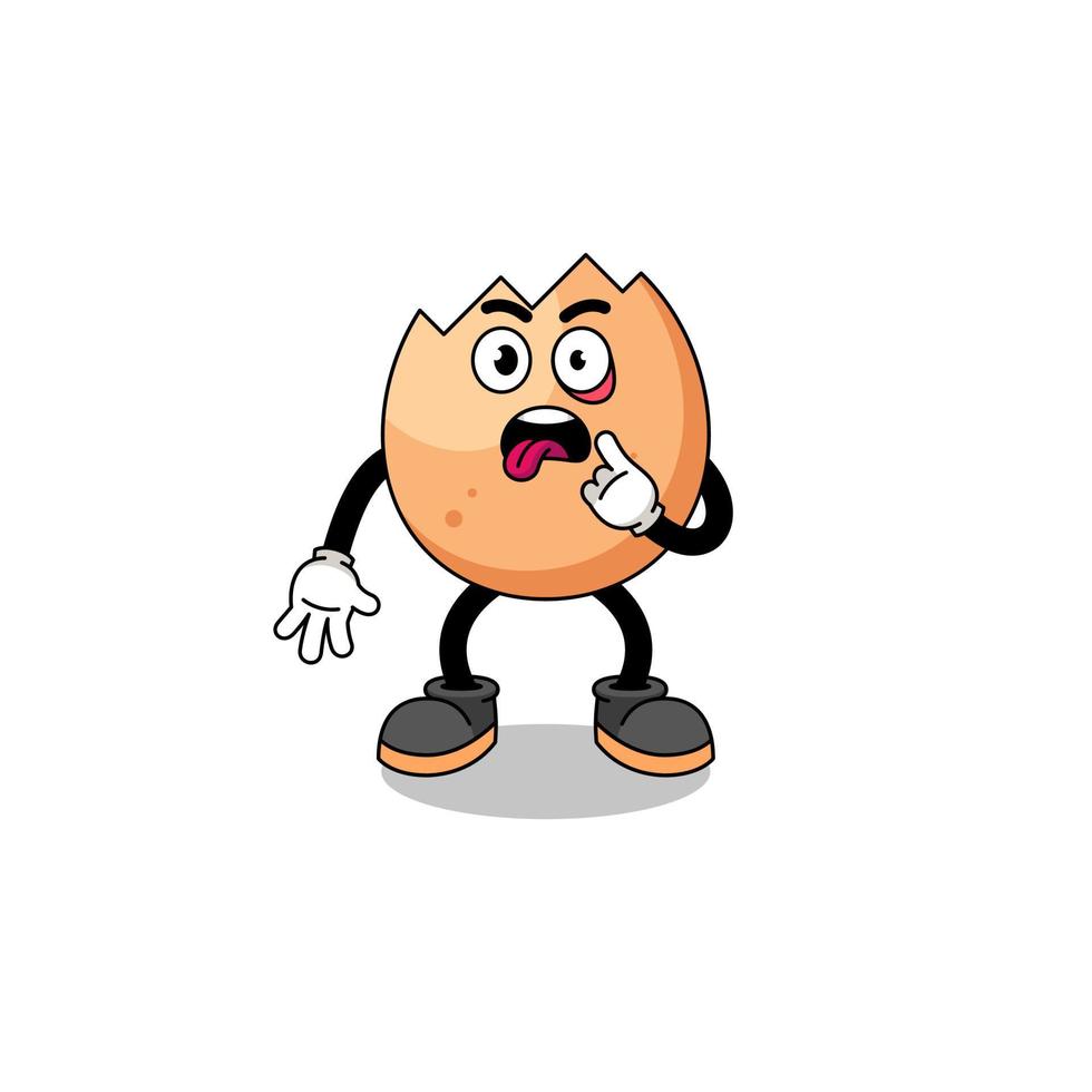 Character Illustration of cracked egg with tongue sticking out vector