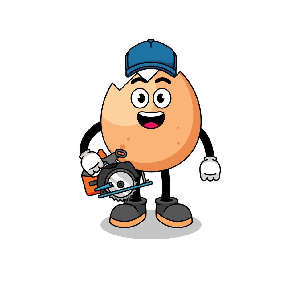 Cartoon Illustration of cracked egg as a woodworker vector