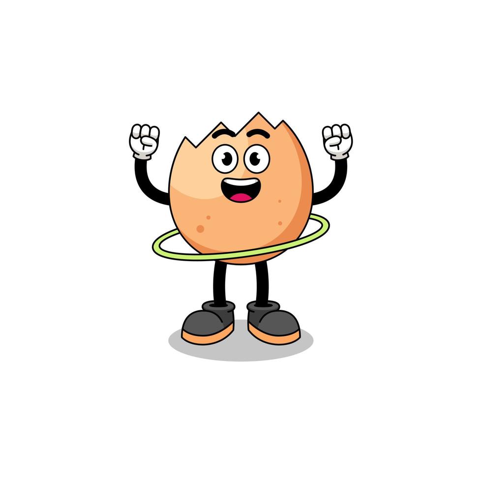 Character Illustration of cracked egg playing hula hoop vector