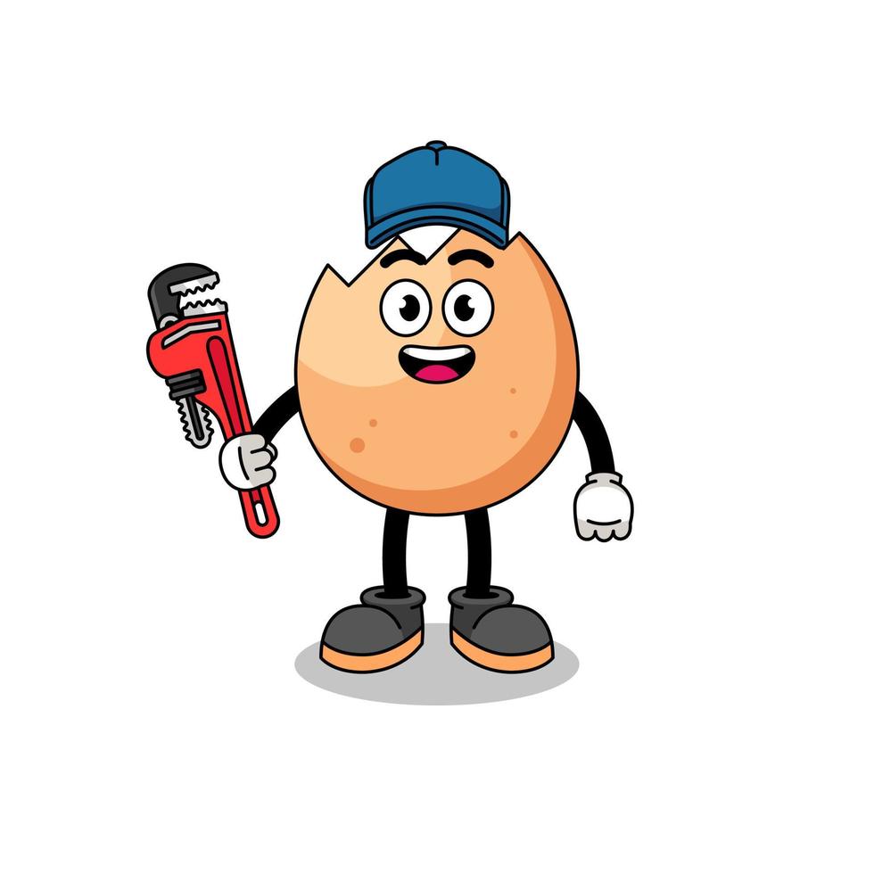 cracked egg illustration cartoon as a plumber vector