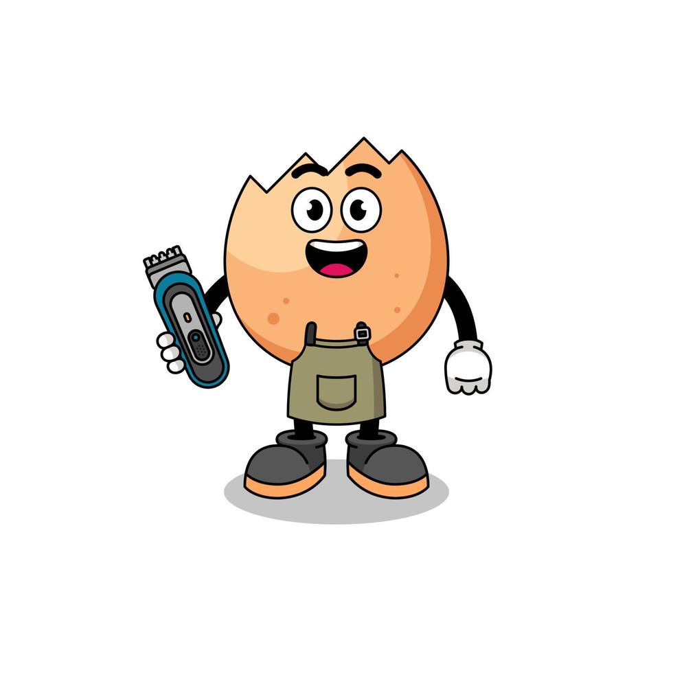 Cartoon Illustration of cracked egg as a barber man vector