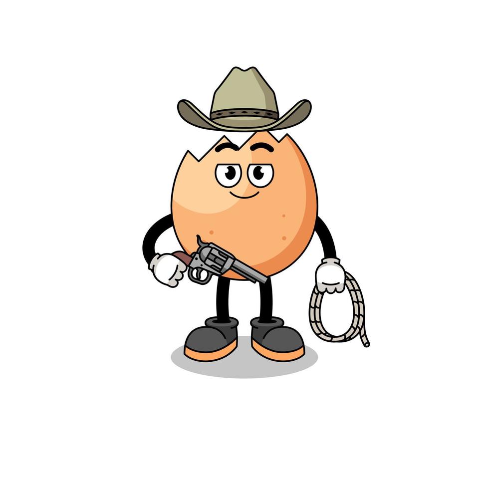 Character mascot of cracked egg as a cowboy vector