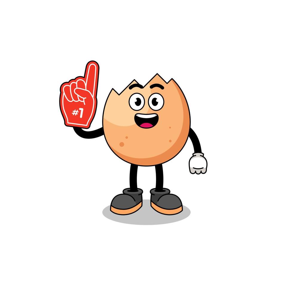 Cartoon mascot of cracked egg number 1 fans vector