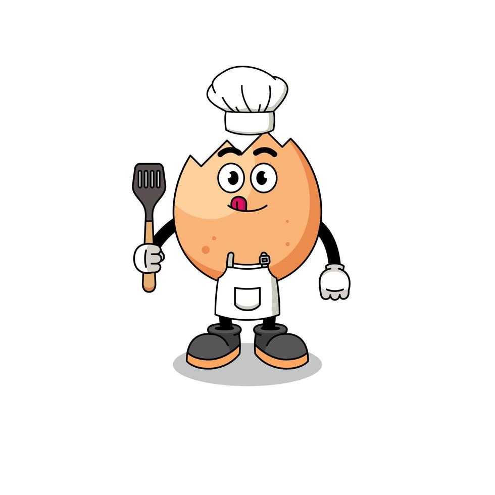 Mascot Illustration of cracked egg chef vector