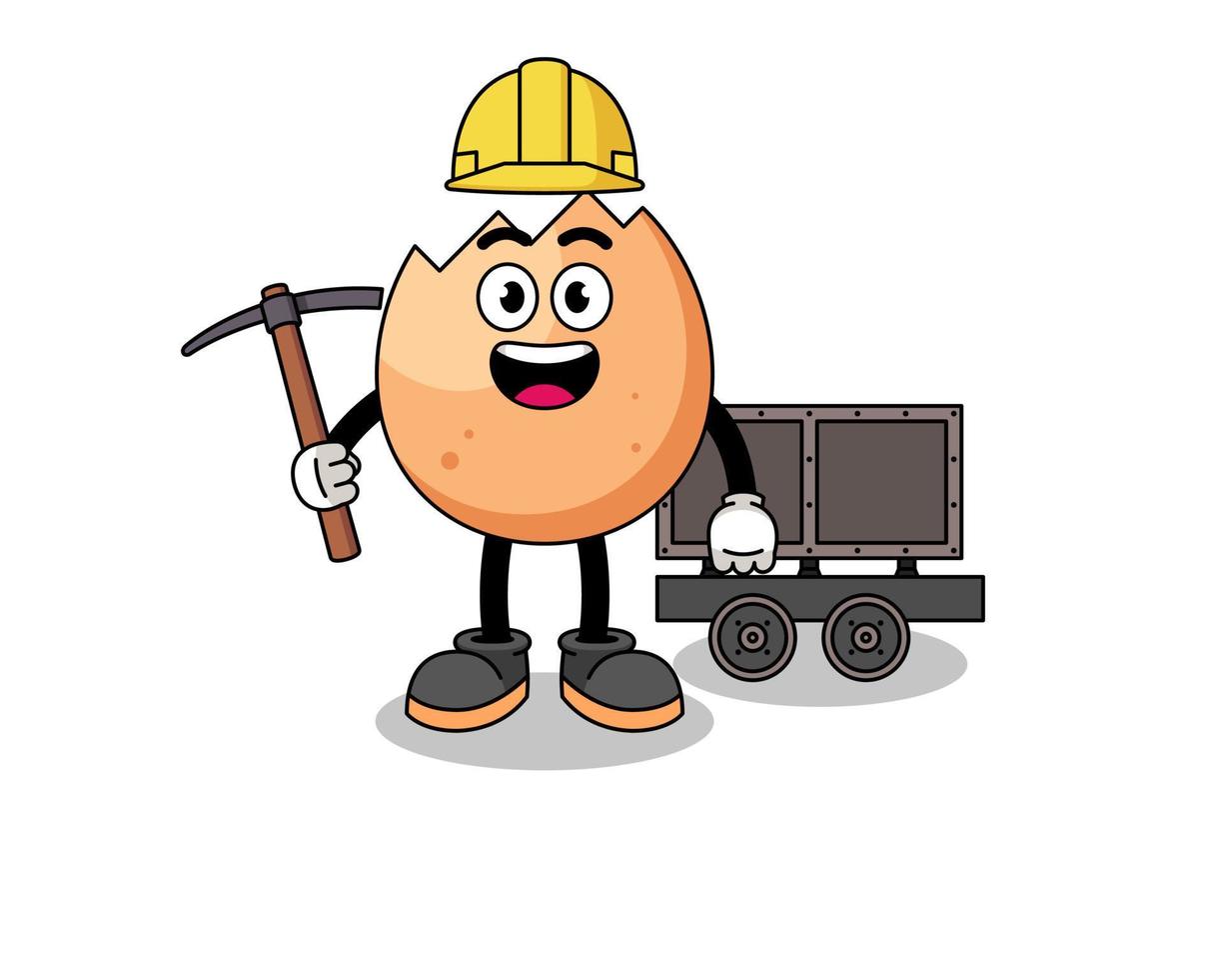 Mascot Illustration of cracked egg miner vector