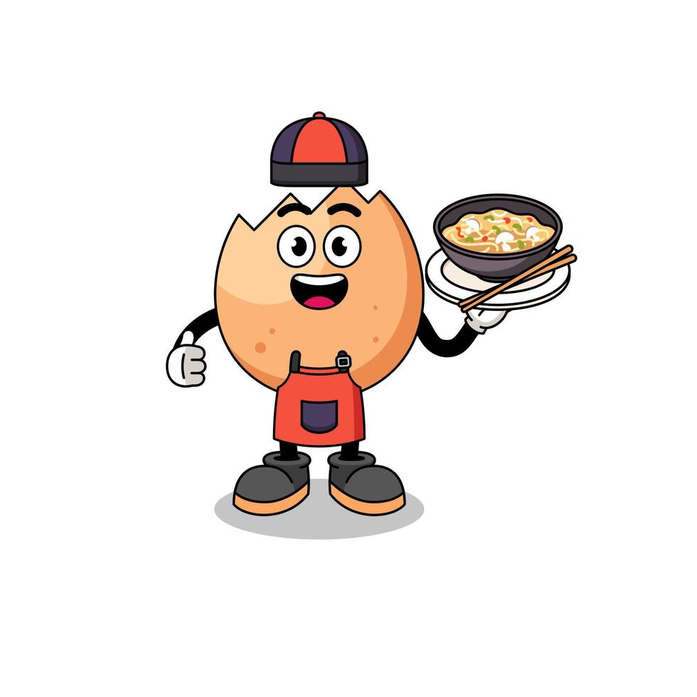 Illustration of cracked egg as an asian chef vector
