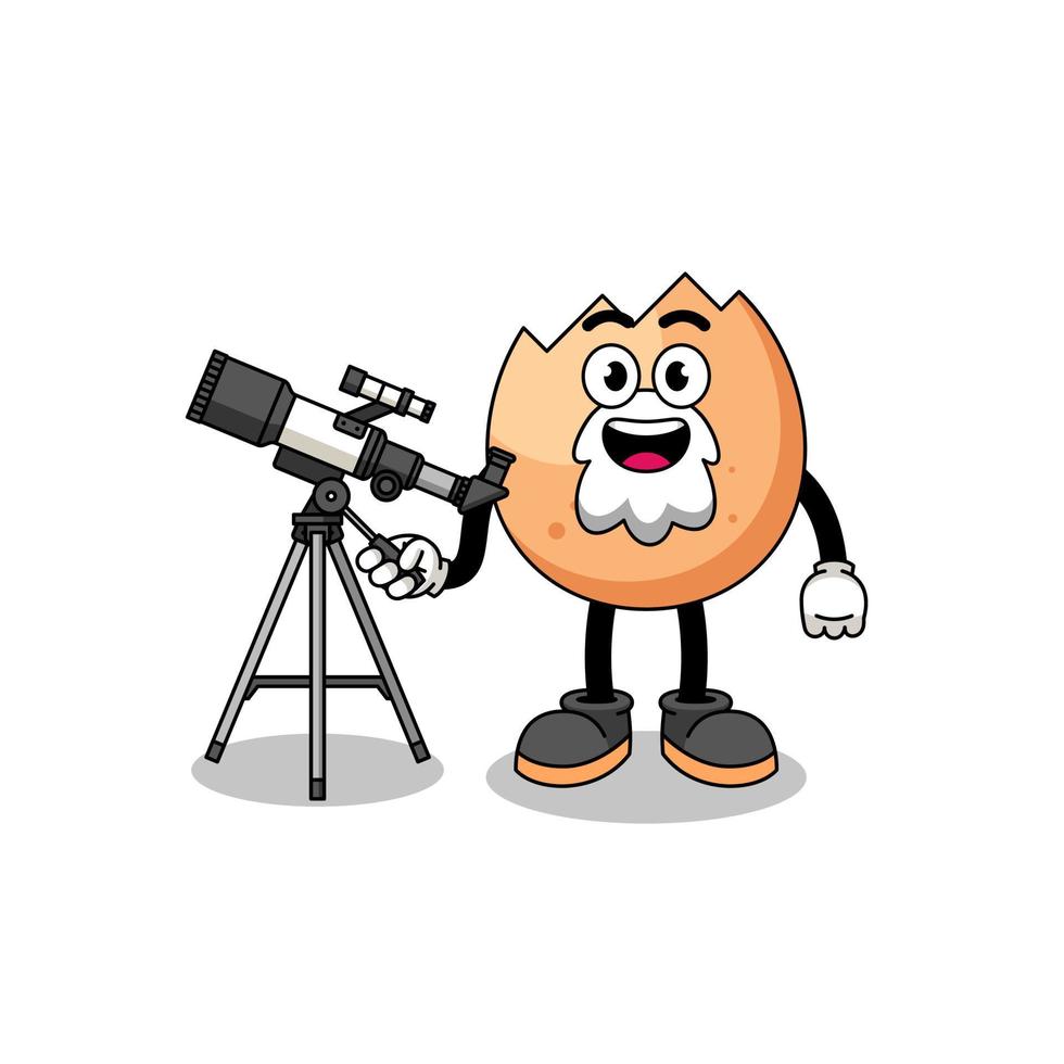 Illustration of cracked egg mascot as an astronomer vector