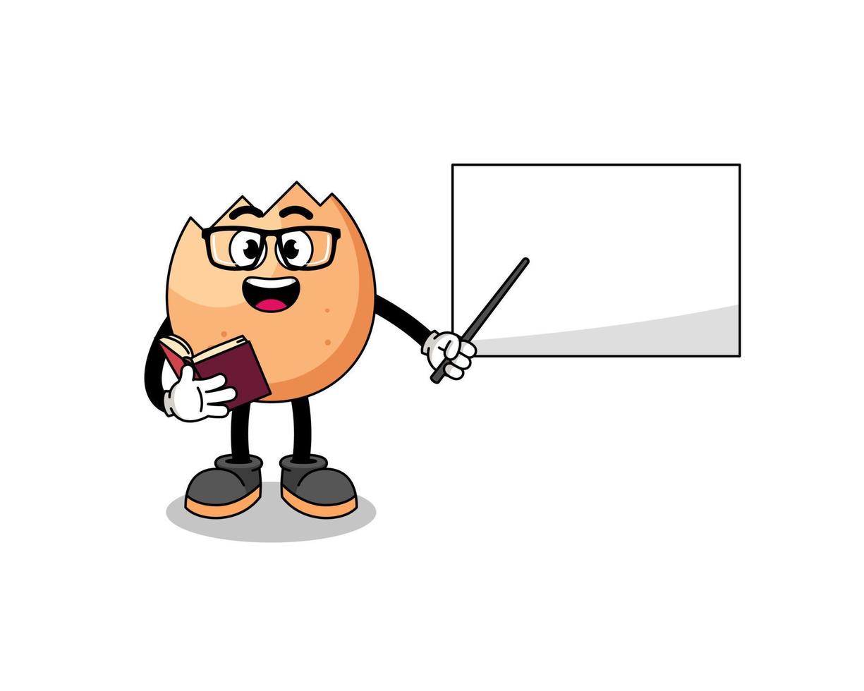 Mascot cartoon of cracked egg teacher vector