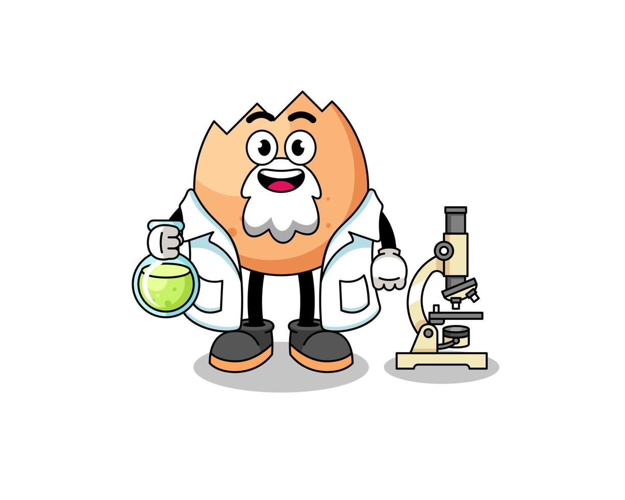 Mascot of cracked egg as a scientist vector