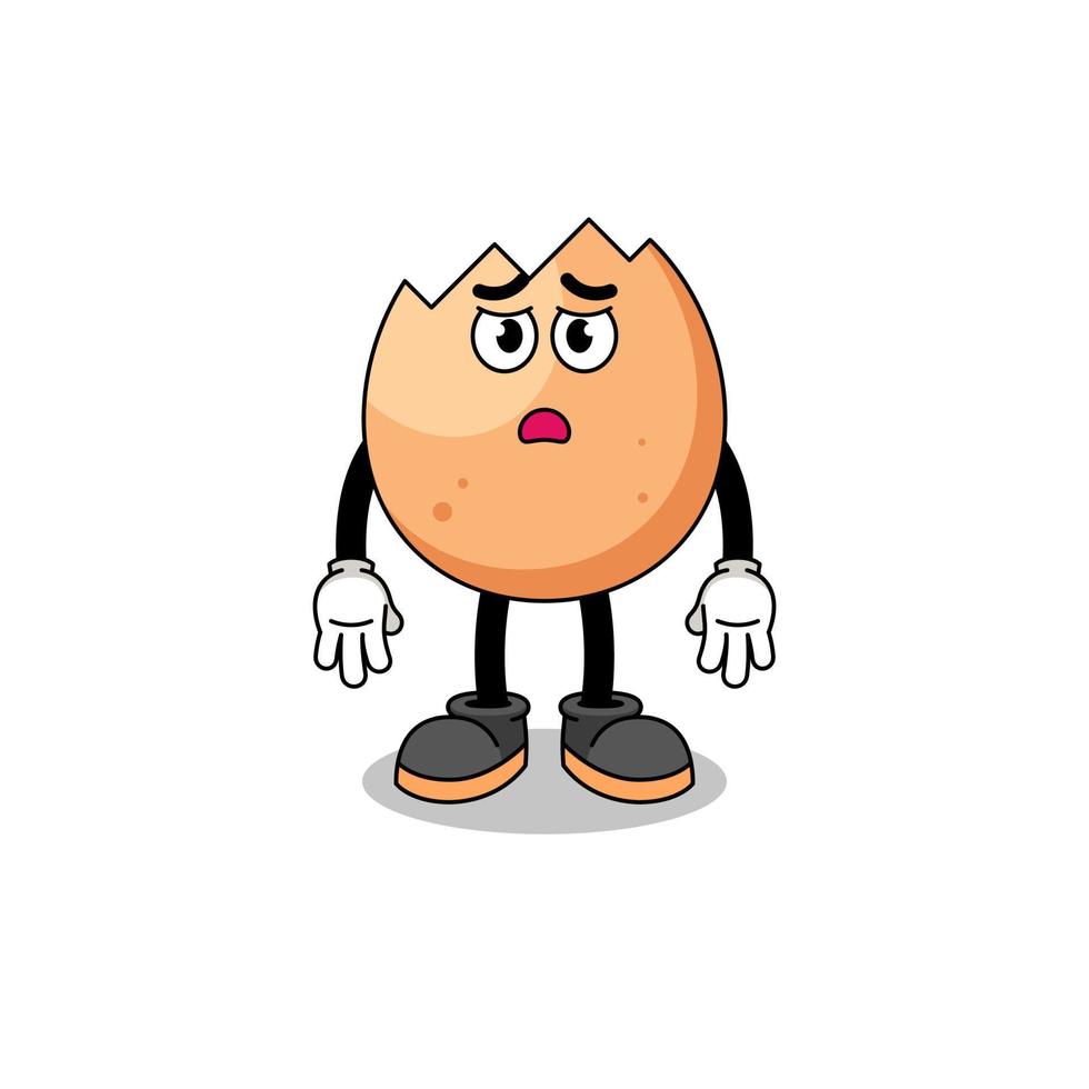 cracked egg cartoon illustration with sad face vector