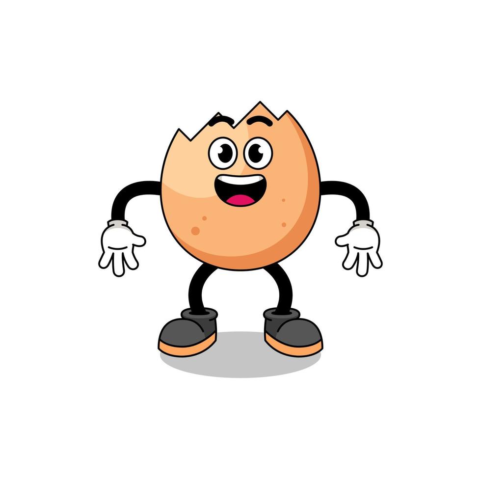 cracked egg cartoon with surprised gesture vector