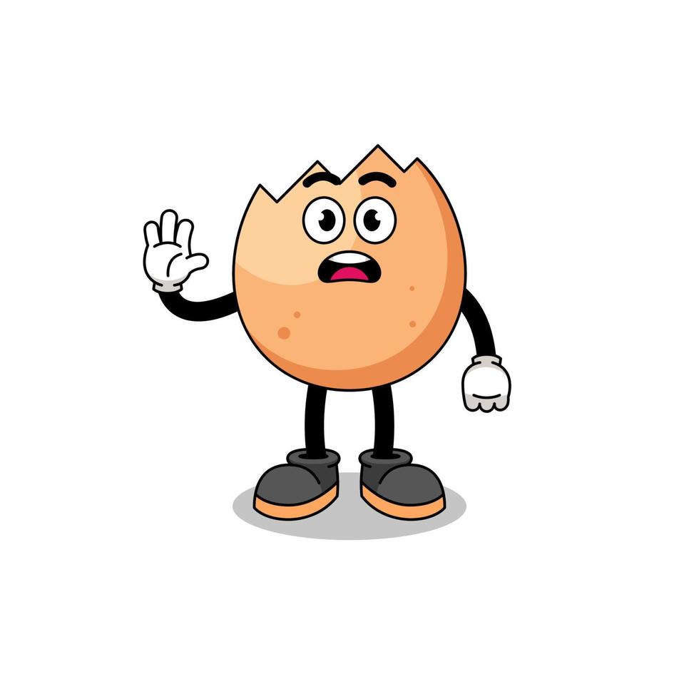 cracked egg cartoon illustration doing stop hand vector