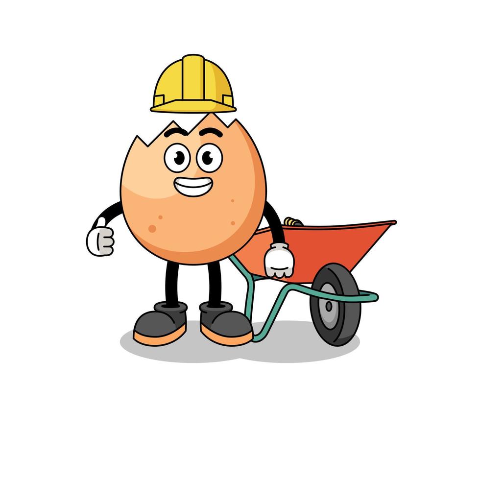 cracked egg cartoon as a contractor vector