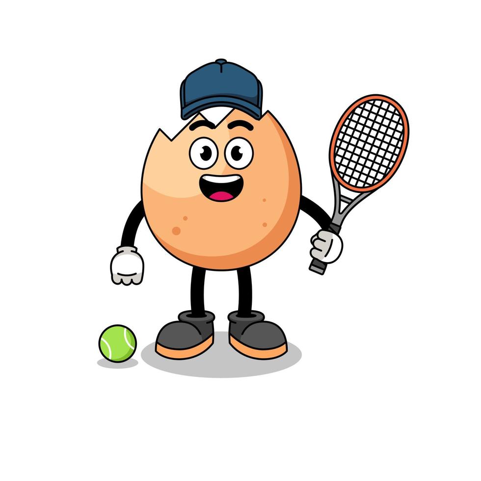 cracked egg illustration as a tennis player vector