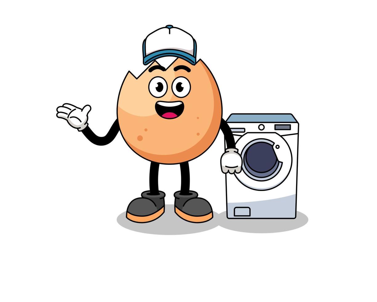 cracked egg illustration as a laundry man vector