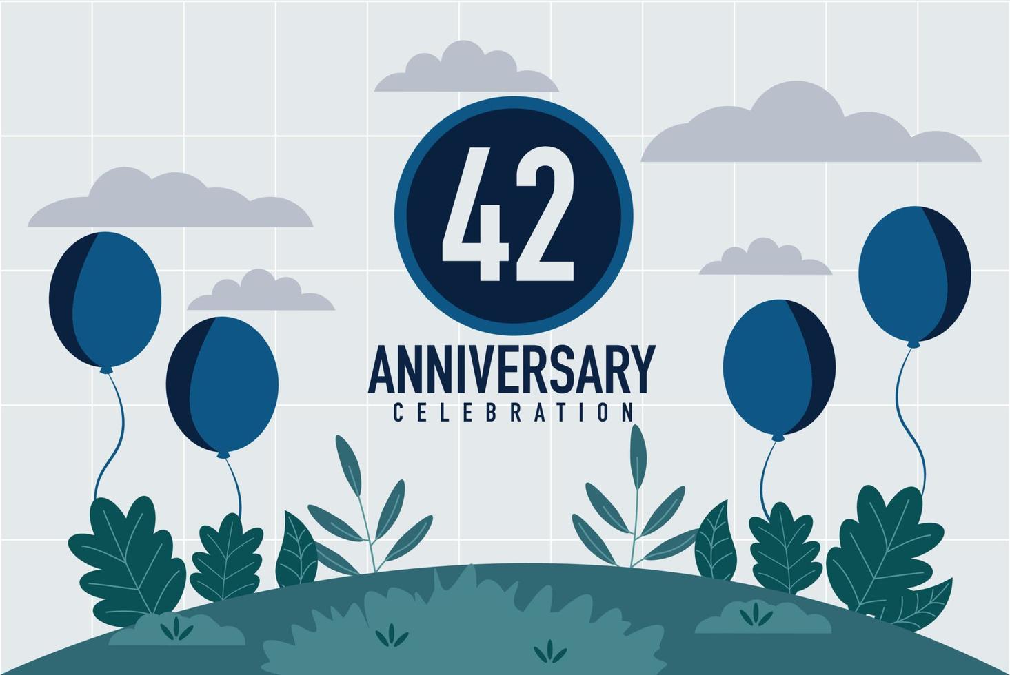 Vector 42 years anniversary invitation card. anniversary celebration modern design illustration template.