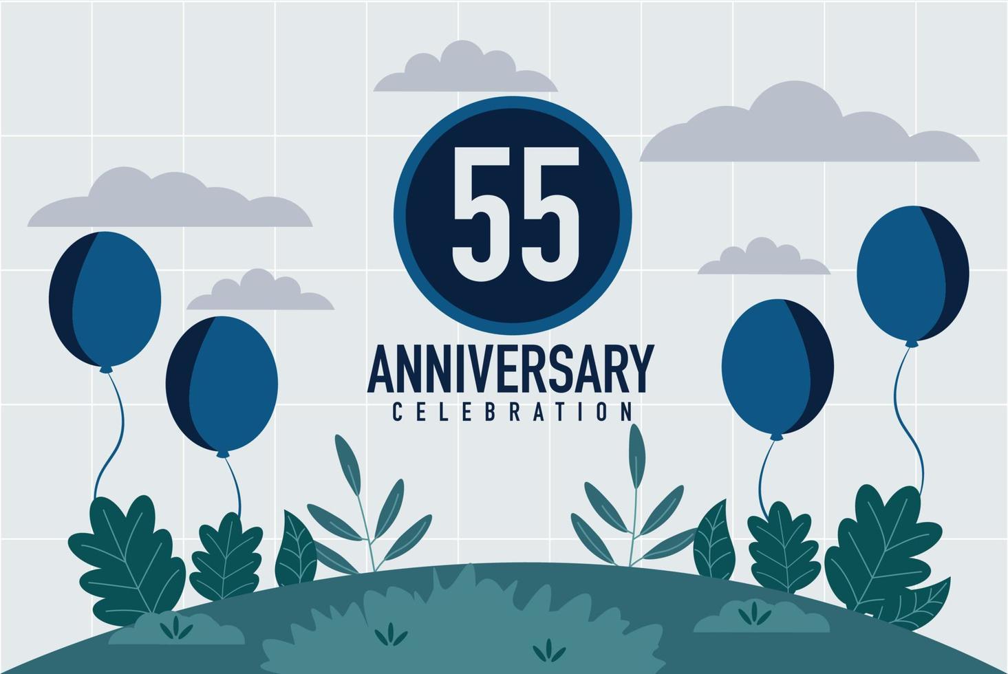 Vector 55 years anniversary invitation card. anniversary celebration modern design illustration template.