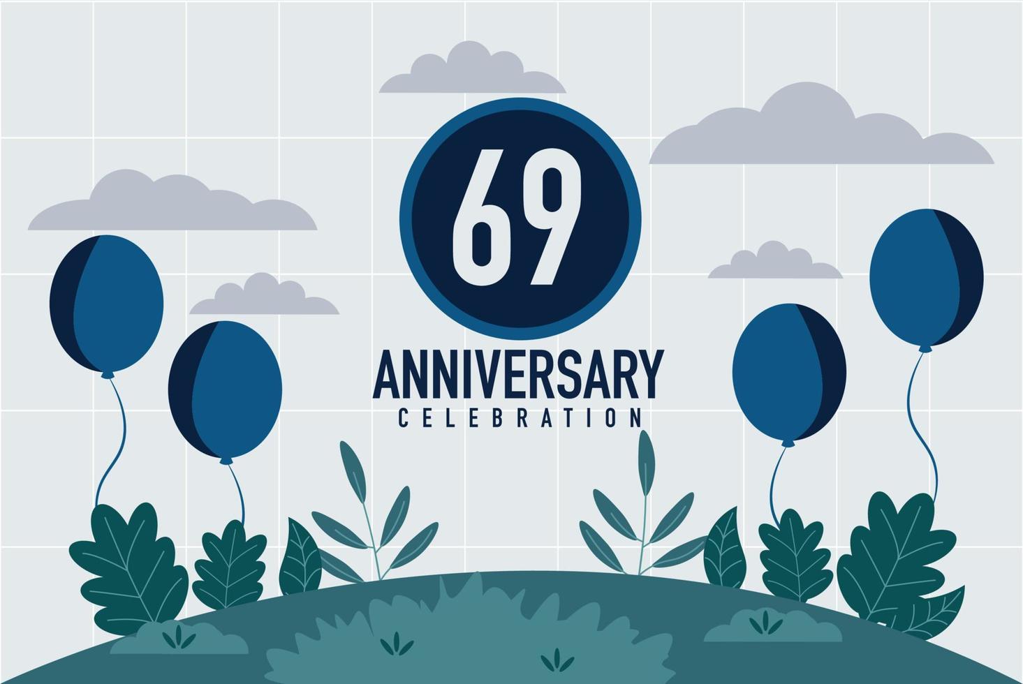 Vector 69 years anniversary invitation card. anniversary celebration modern design illustration template.
