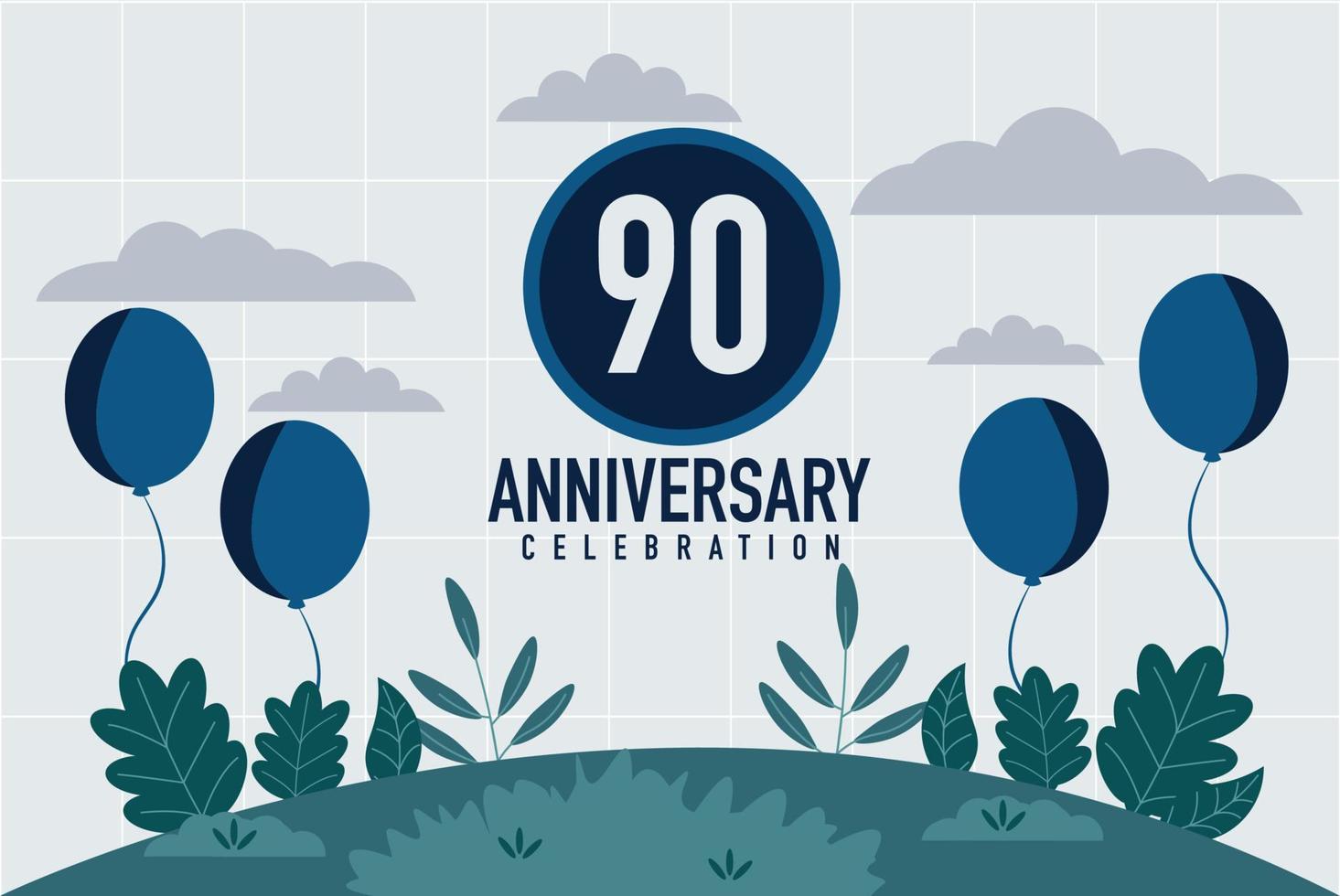 Vector 90 years anniversary invitation card. anniversary celebration