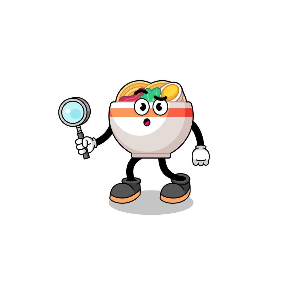 Mascot of noodle bowl searching vector