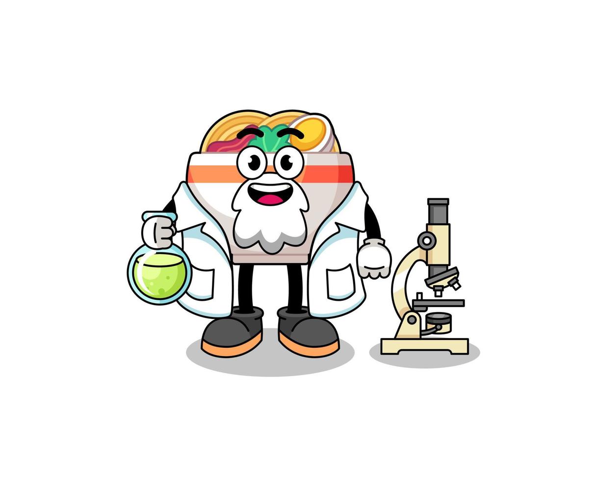 Mascot of noodle bowl as a scientist vector