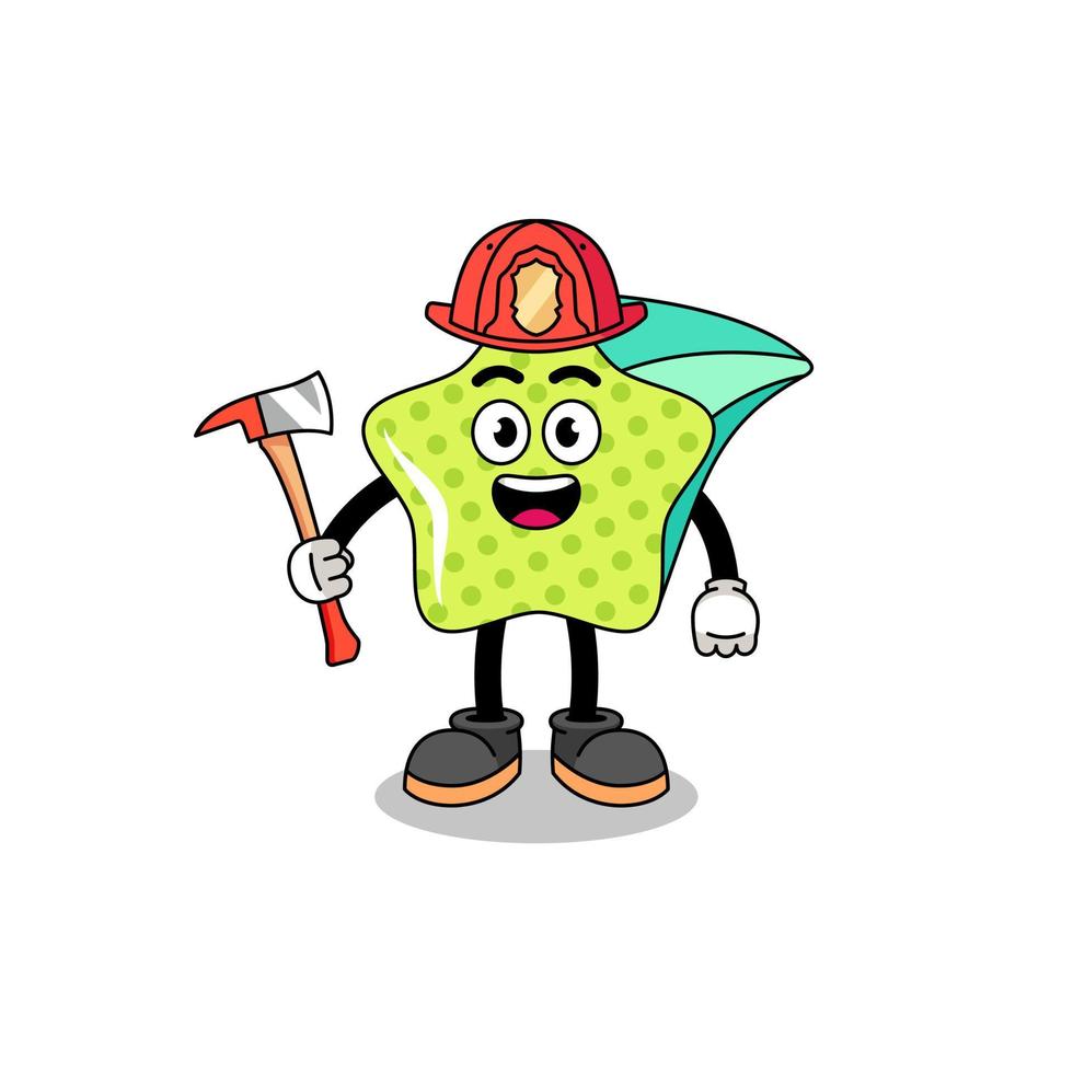 Cartoon mascot of shooting star firefighter vector