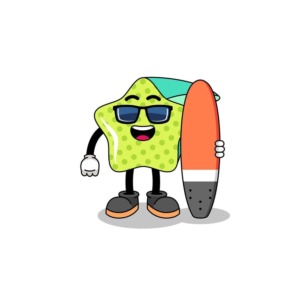Mascot cartoon of shooting star as a surfer vector