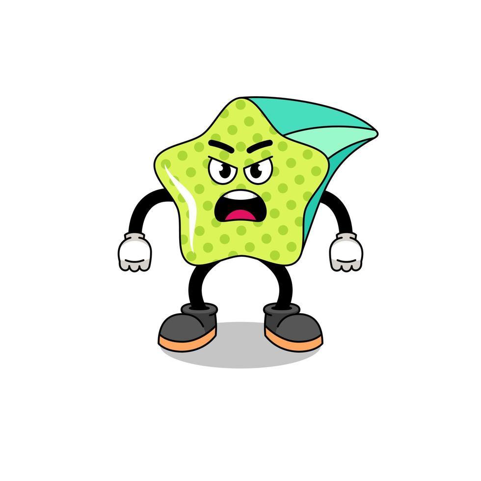 shooting star cartoon illustration with angry expression vector