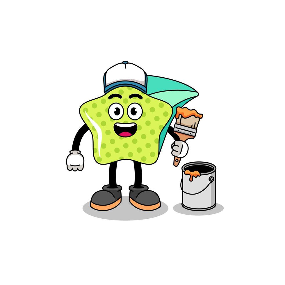 Character mascot of shooting star as a painter vector